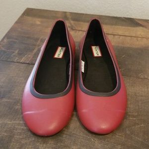 Womens Red Hunter Rain Flats Size 8